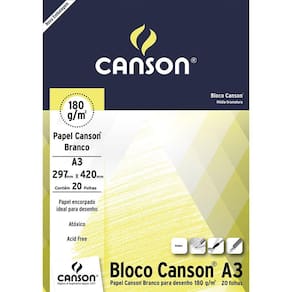 Bloco Desenho Branco A3 180g 20 Folhas Canson 66667165