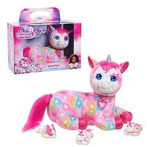Unicórnio surpresa alcaçuz bichinho de pelúcia com bebês unicórnio, brinquedos infantis para idades 3 Up