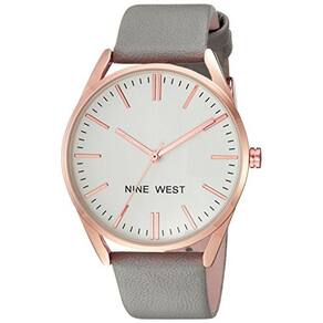 Nine West Women`s NW/1994RGGY Rose Gold-Tone e Grey Strap Watch