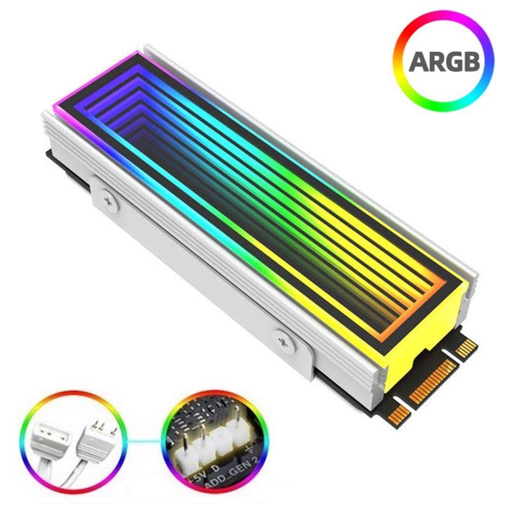 Dissipador Calor Ssd M2 Nvme Branco Led Infinito Argb 5v