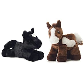 Aurora Paint Cavalo de Pelúcia & Beau Black Horse Mini Flopsie 8 Bundle