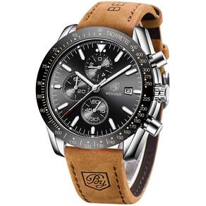 BENYAR Classic Fashion Elegante Cronógrafo Relógio Casual Sport Leather Band Mens Watches 5140L