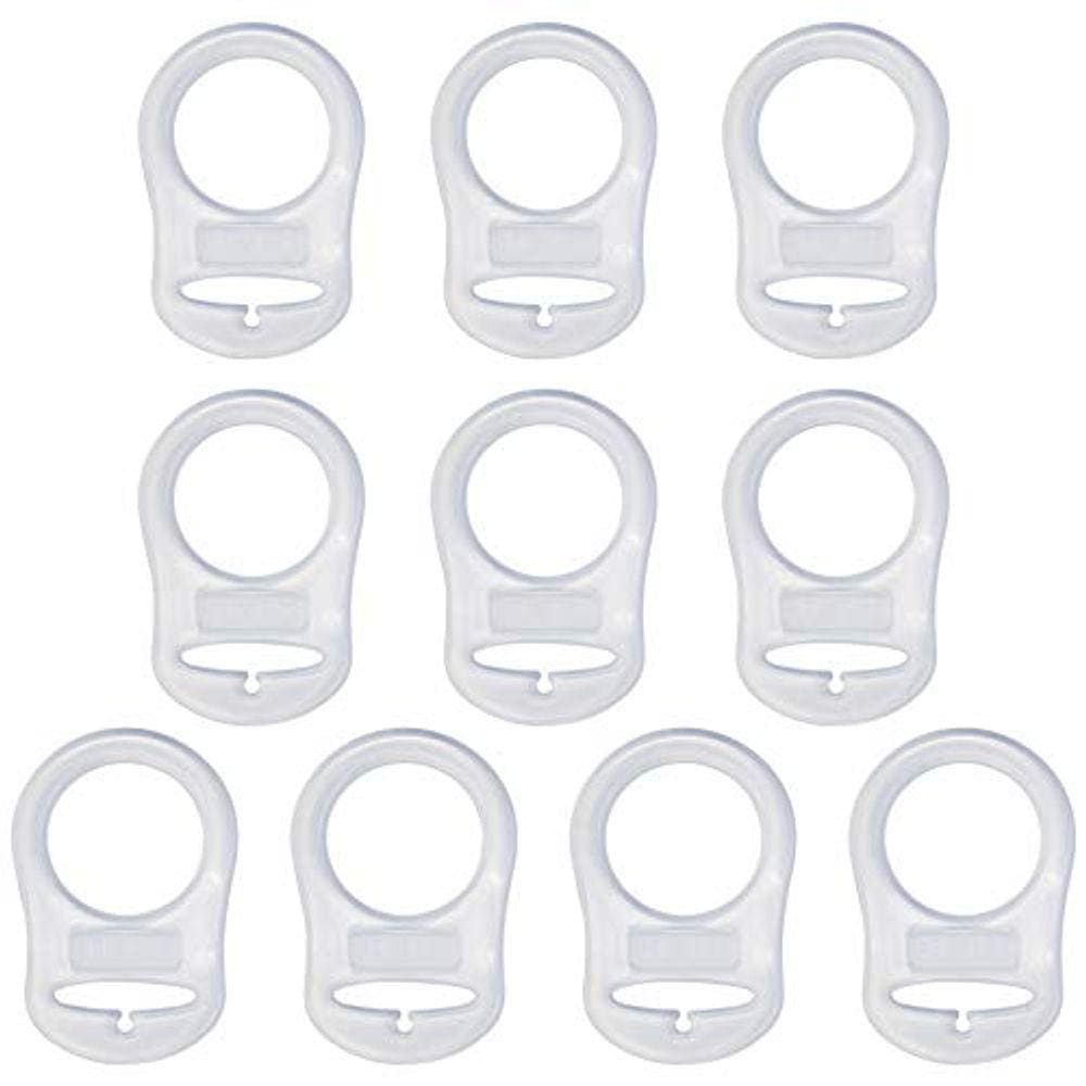 AUEAR, 10 Pacotes Suporte de Anéis adaptadores de silicone para chupeta de mamilo clipe cor transparente de grau de alimento