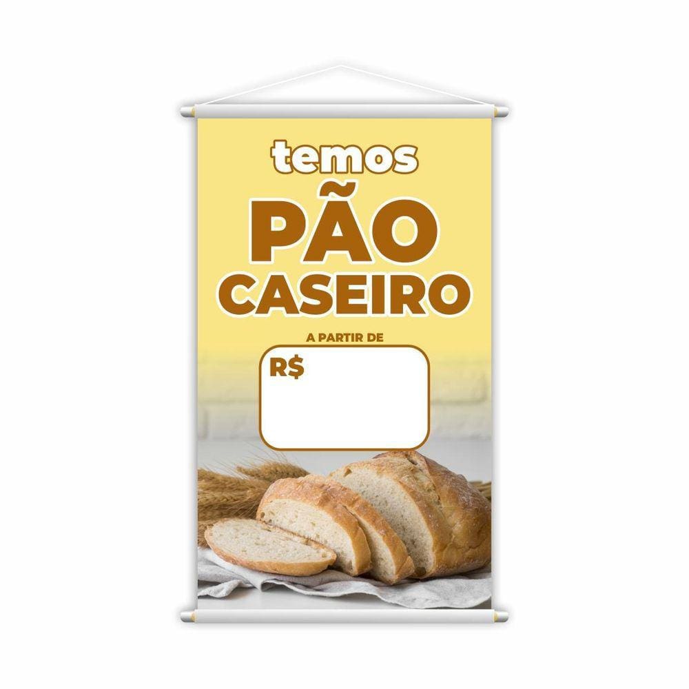 Banner Temos Pão Caseiro Padaria Preço Fundo Branco 80X50Cm