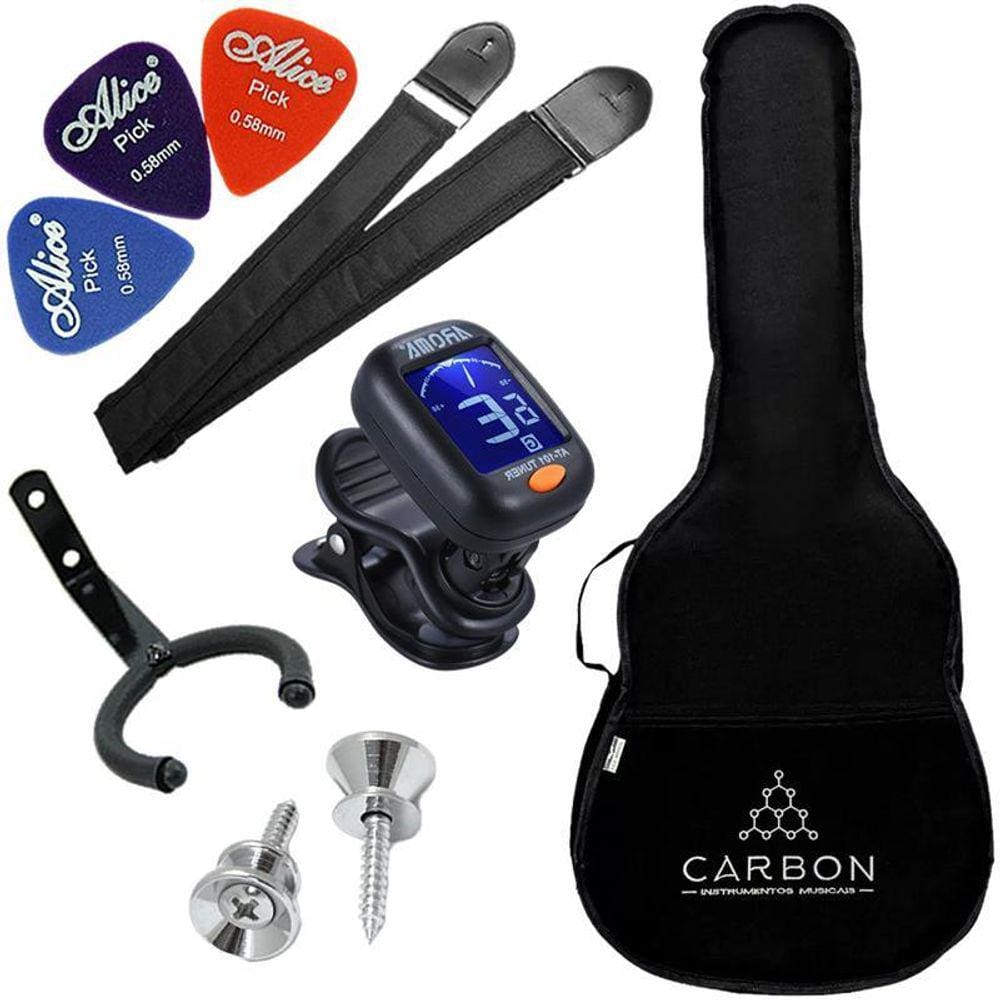 Kit Acessórios Para Violão Clássico Com Capa Palhetas Afinador Correia Suporte Parede Vx04
