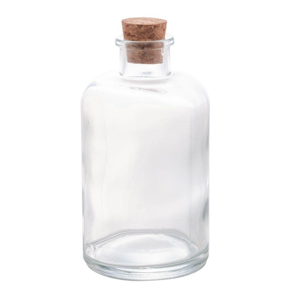 Pote De Vidro Com Tampa Em Rolha 210Ml Formato De Garrafa