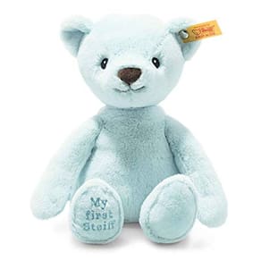 Soft Cuddly Friends My First Steiff Teddy Bear 10", Animal de pelúcia Premium, Azul Claro