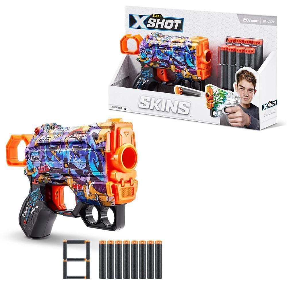 Lançador X-Shot - Skins - Menace - 8 Dardos - Spray Tag
