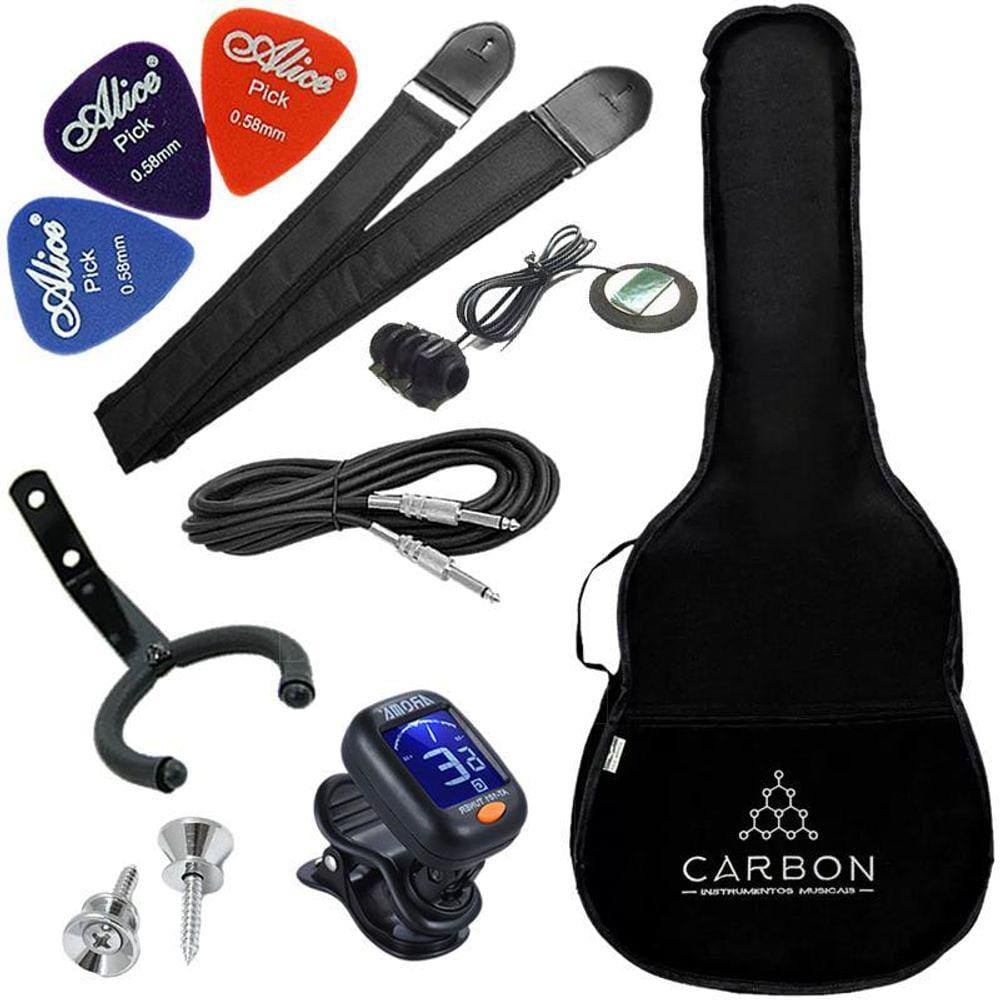 Kit Acessórios Para Violão Clássico Com Capa Palhetas Afinador Captador Suporte Correia Vx07