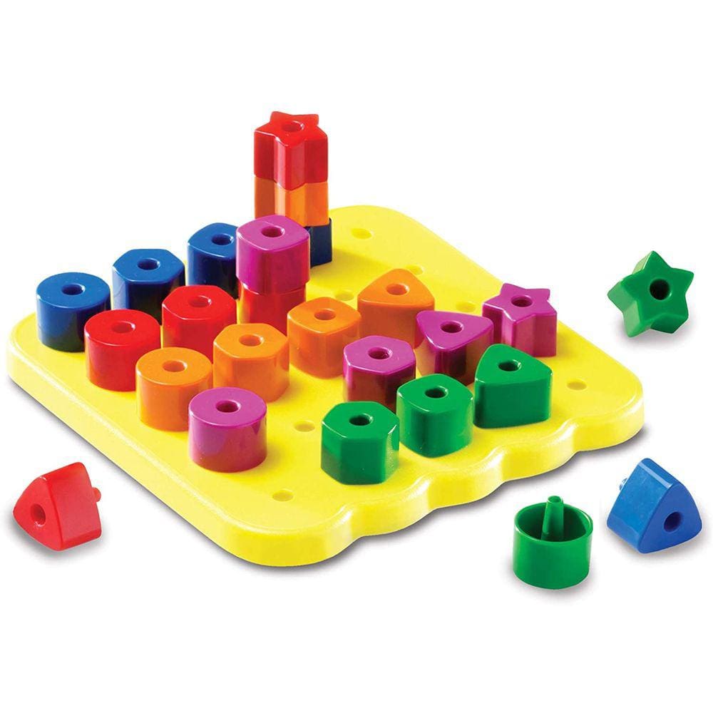 Recursos de aprendizagem Empilhamento formas pegboard, brinquedo fino do motor, 26 conjuntos de peças, idades 2+