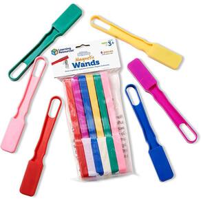 Varinhas magnéticas de recursos de aprendizagem, homeschool, ferramentas de experimentos científicos, conjunto de 6 varinhas, idades 3+
