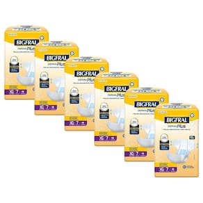 Kit 6 Fraldas Geriátricas Bigfral Derma Plus XG com 7un cada