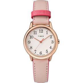 Relógio de couro timex feminino fácil leitor 30mm relógio