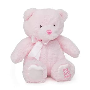 Jolitee Teddy Pink Bear Stuffed Animal - Urso de pelúcia rosa para o bebê para recém-nascido, 15 "