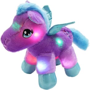 WEWILL LED Unicórnio Recheado Animal GlowSoft Pegasus Brinquedos, Nightlight Companion Gifts, 11``, Roxo