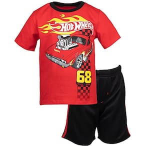 Hot Wheels Big Boys Camiseta gráfica & Malha Shorts Conjunto Preto / Vermelho 18-20