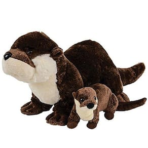 Planeta Aventura Nascimento da Vida Rio Lontra com Bebê Pelúcia Toy 12,5 "Longo Sem Cauda