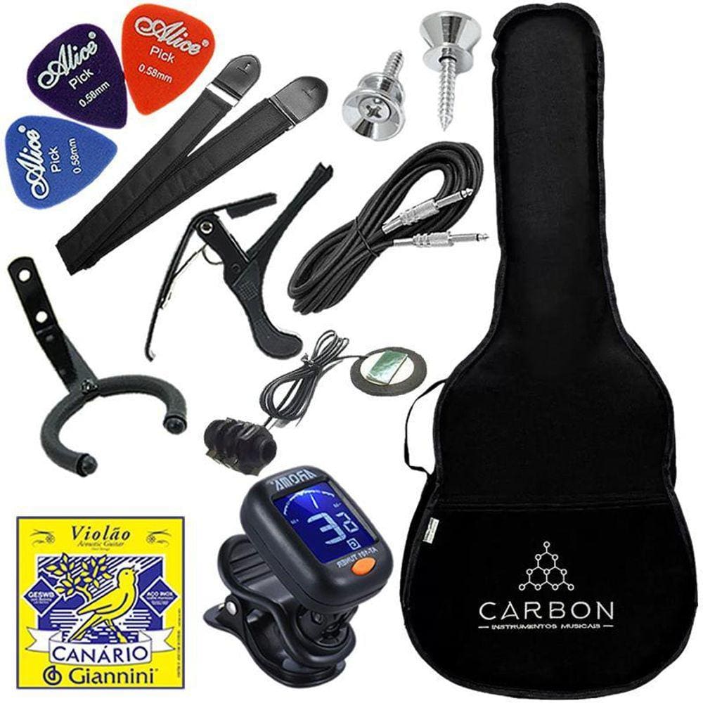 Kit Acessórios Para Violão Clássico Com Capa Palhetas Captador Correia Cabo Captador Capotraste Vx08