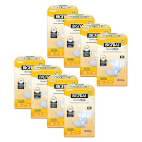 Kit 8 Fraldas Geriátricas Bigfral Derma Plus G com 7un cada