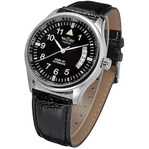VIGOROSO Men`s Sport Day Data Black Leather Automatic Self ing Watch