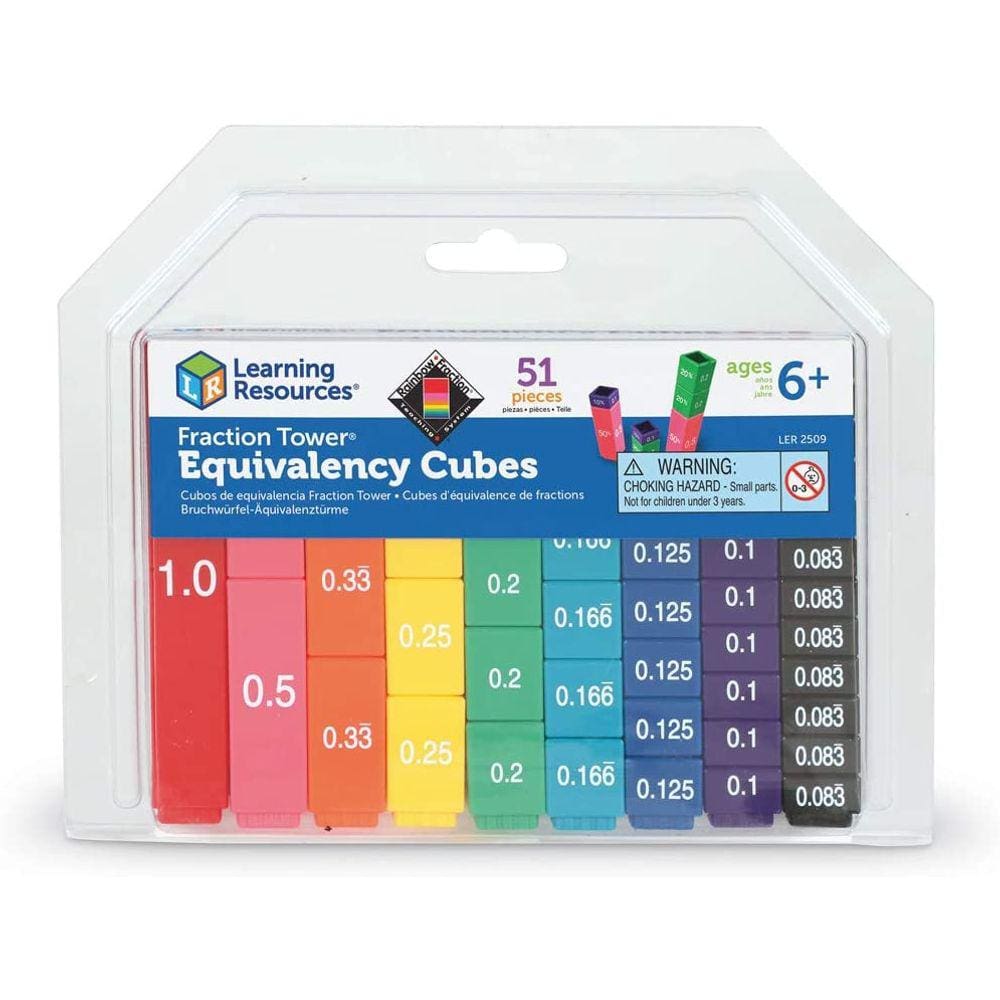 Conjunto de atividades da Torre de Frações de Recursos de Aprendizagem, Acessórios de Matemática, Auxiliares de Ensino, 51 Peças, Idades 6+