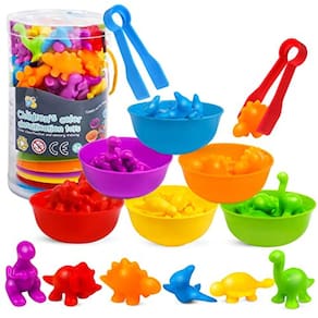 USATDD Contando Brinquedos de Dinossauro Combinando Pilha de Classificação de Cores