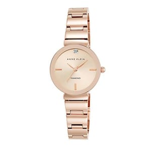 Anne Klein Women`s AK/2434RGRG Diamond-Accented Rose Gold-Tone Bracelet Watch