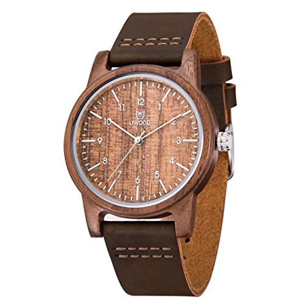 Relógio de madeira, BIOSTON l Artesanal 40mm Unisex Walnut Wood Grão relógios de madeira para homens
