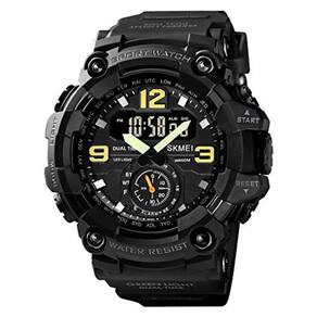 Homens Esportes Digitais Relógio duplo tempo exibição LED Relógio de Pulso Militar, Dial resistente a choque grandes homens relógios de pulso ao ar li