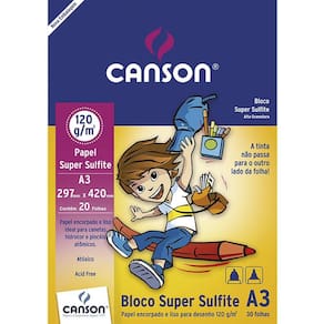 Bloco Canson Papel Super Sulfite Infantil A3 120 g/m 30fls 66667094