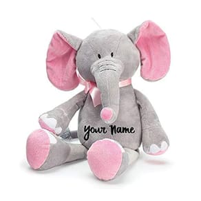 Personalizado Bebê Elefante Cinza e Rosa Pelúcia Pelúcia Lembrança Animal com Nome Personalizado - 16 Polegadas