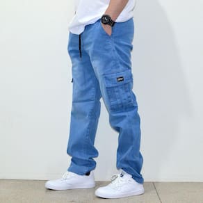 Calça Brack Jeans Regular Cargo Action Azul Claro Plus Size