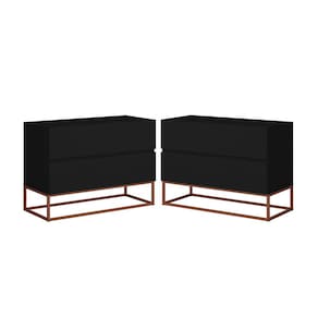 Kit 2 Mesas De Cabeceira Eros 60 cm Estilo Europeu Pés De Metal Cobre