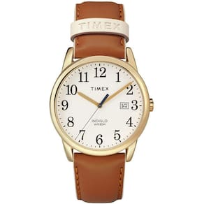 Relógio de couro de data fácil do leitor da Timex Women`s Easy