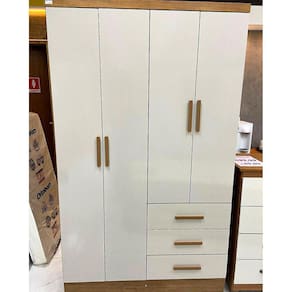 Guarda Roupa Solteiro com Pés 4 Portas 3 Gavetas - Encant-Cumaru/Fendi - Móveis Novo Horizonte