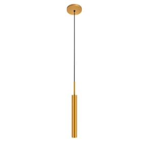 Pendente Luminária Teto Tubo Sala Quarto Cama Dourado 40Cm