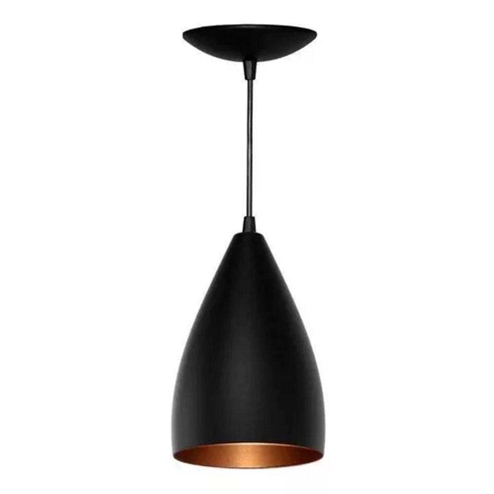 Lustre Pendente Estilo Vegas Vintage Preto Com Cobre