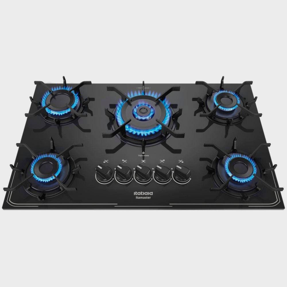 Cooktop 5 Bocas Itatiaia Itamaster Tripla Chama Em Vidro Temperado