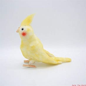 TAMMYFLYFLY Lifelike Calopsita Papagaio Pássaro Pelúcia Empinhado Animal Brinquedo Pássaro Amarelo Modelo Animal Fofo
