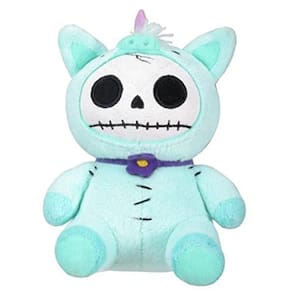 SUMMIT COLLECTION Furrybones Teal Unicórnio Unie Vestindo Purple Daisy Collar Pequena Boneca de Pelúcia