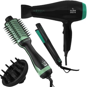 Kit Gama Babosa Ceramic Ion - Secador 2100W 220V + Escova Brush 3D 1300W Bv + Prancha 220ºc Bv