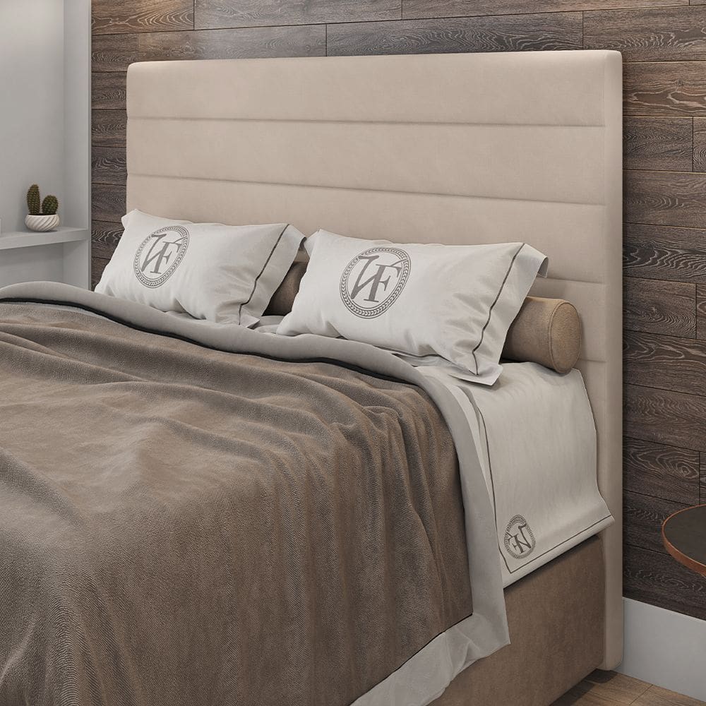 Cabeceira Solteiro Napoli 90cm Veludo Bege c/ Frame Italian Flex