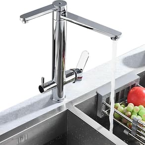 Torneira De Cozinha Bancada Pia Inox Com Suporte de Filtro Purificador Bico Aerador Corpo 360º Misturador Monocomando Água Fria e Quente