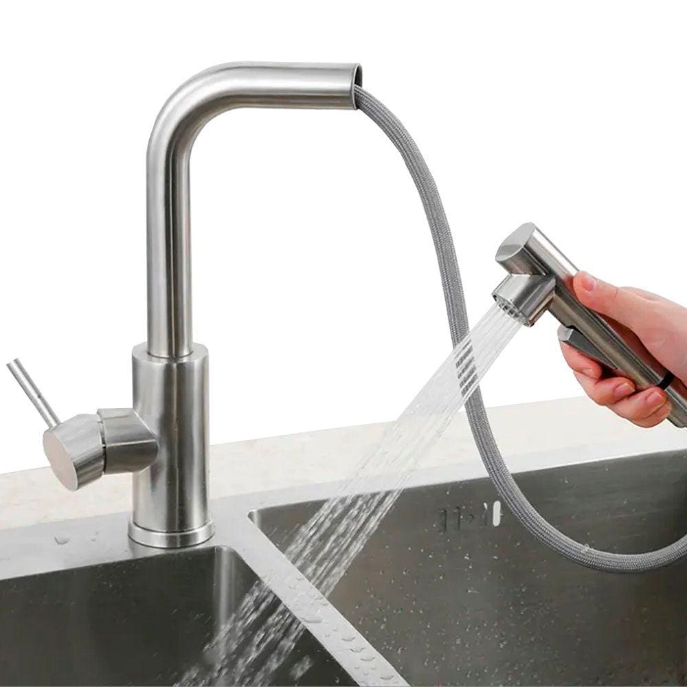 Torneira de Cozinha Gourmet Monocomando Misturador Bica Alta Extensível 50cm Água Fria e Quente Modo Spray e Jato + Kit Instalação