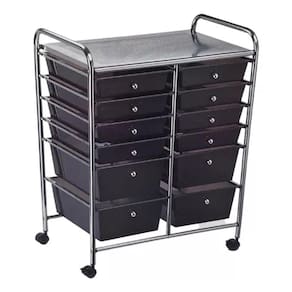 Carrinho Multiuso Organizador Inox 12 Gavetas - 80x64x40cm