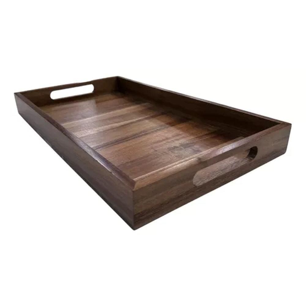 Bandeja De Servir Premium Em Madeira Acácia Natural 40x20cm