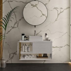 Gabinete 1 Porta Urban com Cuba Branco/Dourado