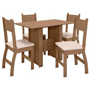 Mesa de Jantar com 4 Cadeiras Milano Carvalho Savana - Poliman