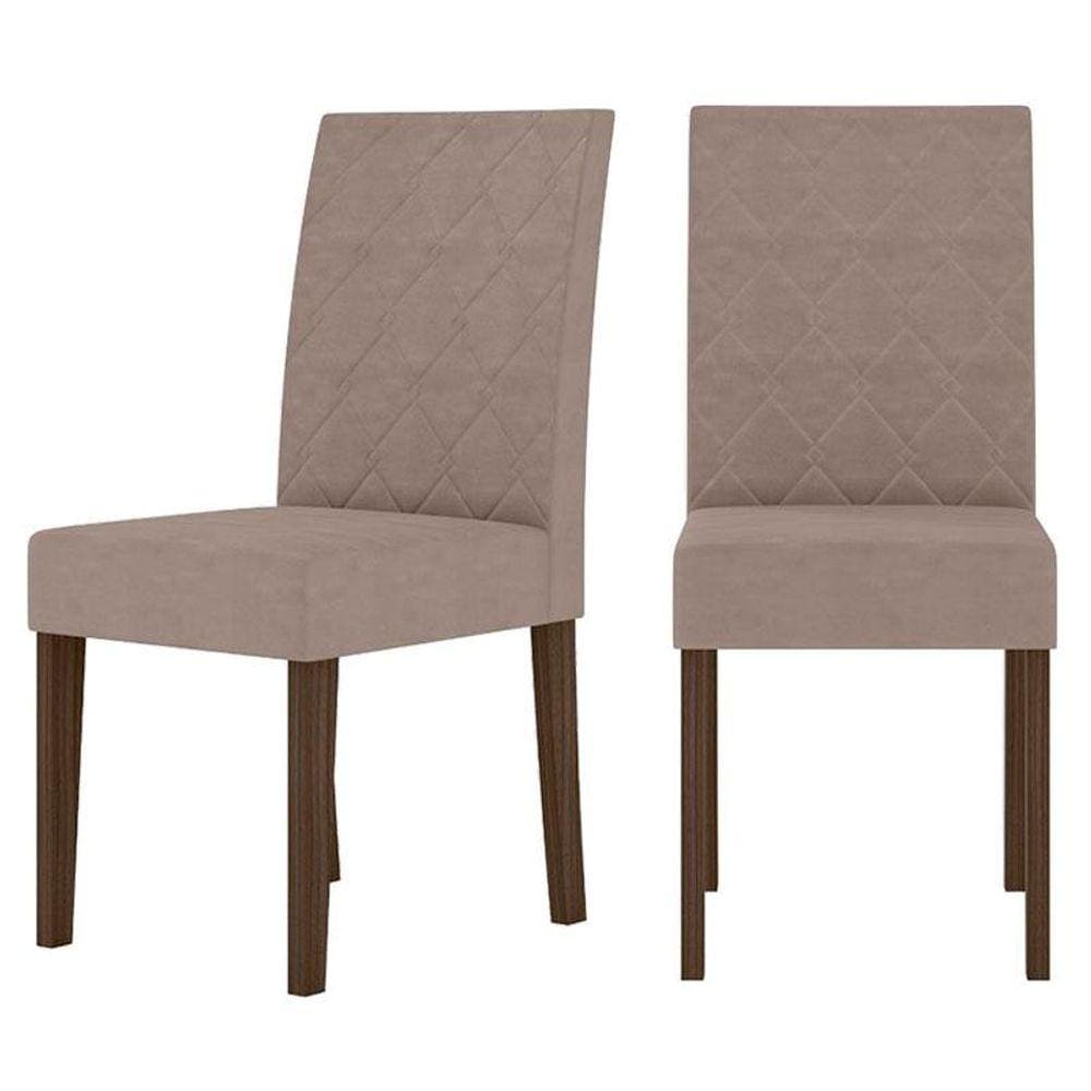 Cadeira para Mesa de Jantar Jade Kit 02 Peças Bordado Amêndoa Cappuccino - Poliman