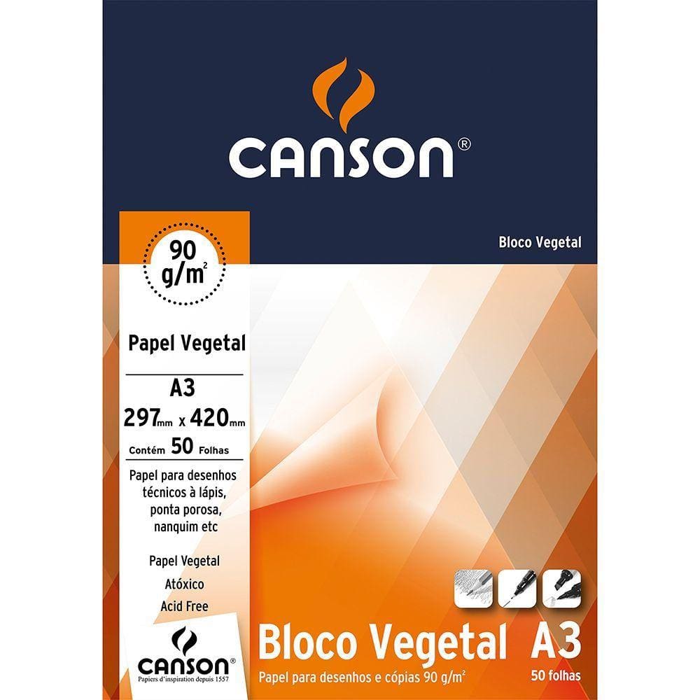 Bloco Papel Vegetal A3 90g 50 Fls Canson 66667019
